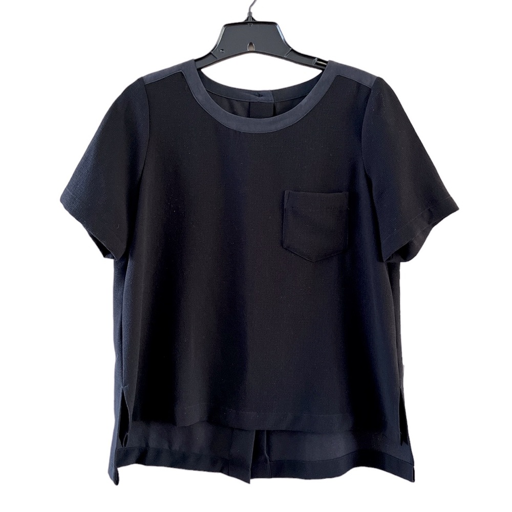 Madewell Women’s Black Industry Button Back Blouse one pocket blouse Med…